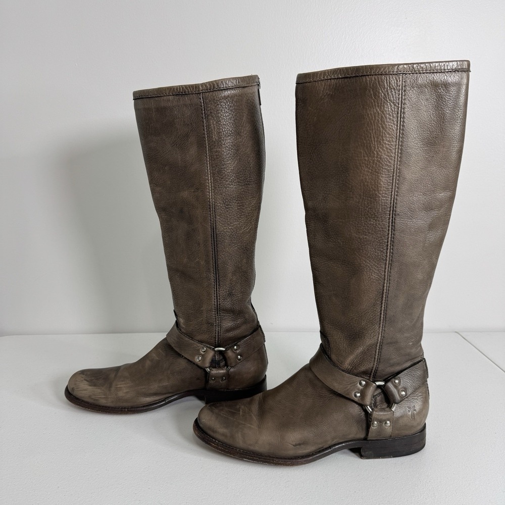 Frye Philip Harness Boots Womens 10B Brown Distressed Leather Riding Western - Picture 6 of 15